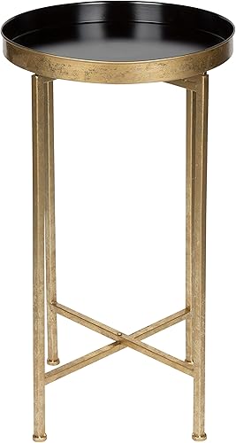 Miniatura 3 de Kate and Laurel Celia - Mesa redonda plegable de metal, negro con base dorada Dorado/Negro,Dorado/blanco,Negro -,Negro/Oro,Negro /Gris,Negro,