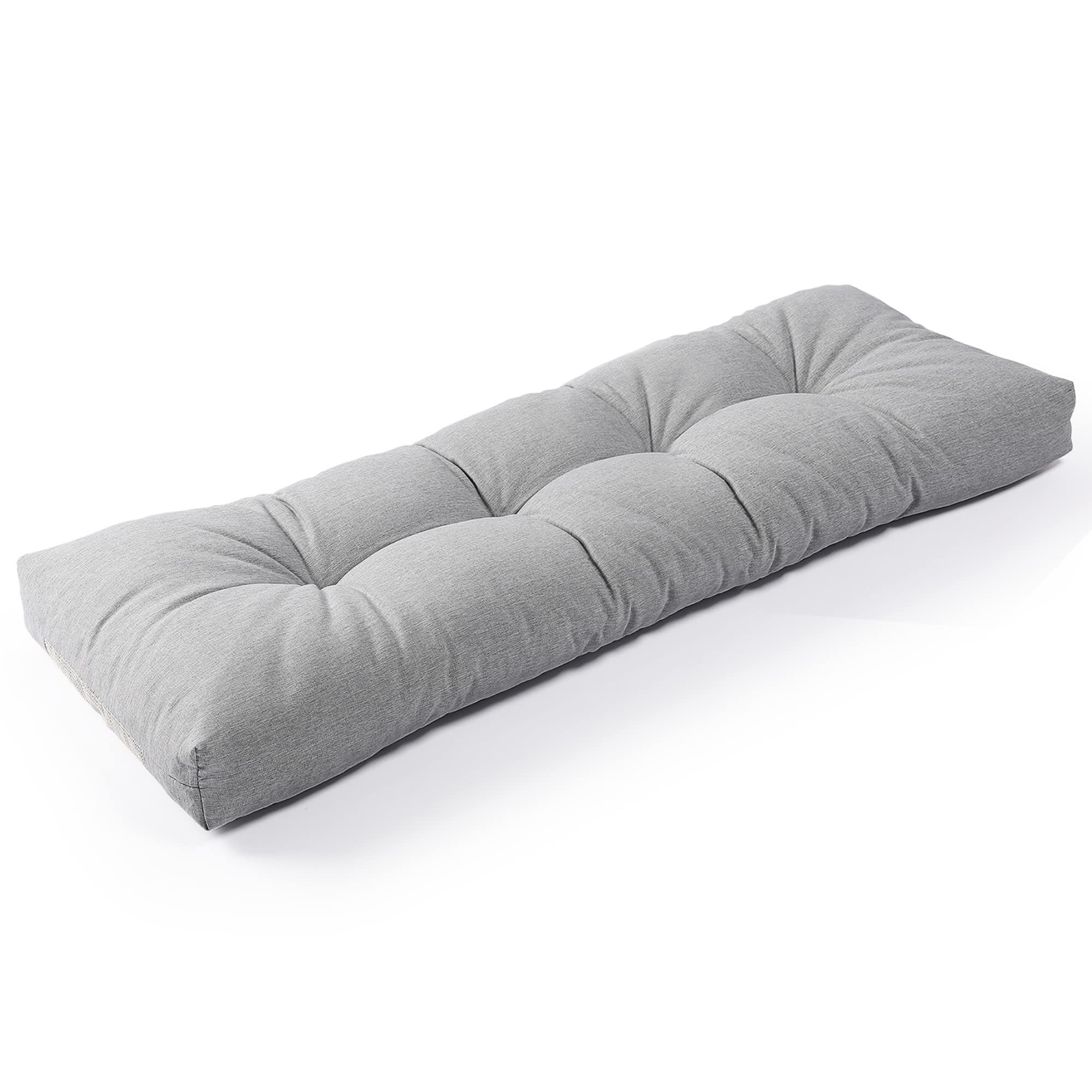 SUNROX LokGrip Non Slip Tufted Memory Foam Bench Cushion, FadeShield Water Resistant Durable Thicken Outdoor/Indoor Bench Seat Pads 51x16x4 inch, Heather Grey