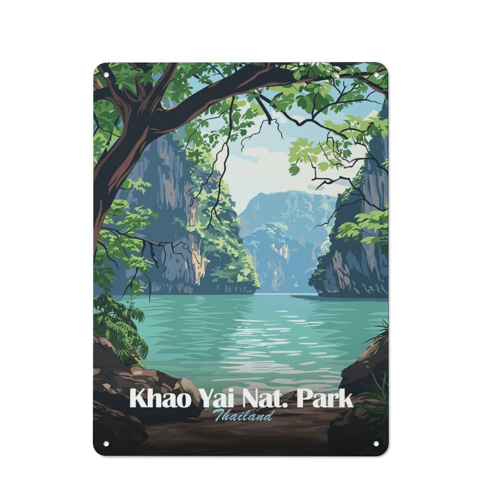 Junmoney Style-21 Khao Yai National Park Thailand Rustic Tin Sign 40X30cm For Hallway Wall, For Home Decor Fans Who Collect Metal Signs