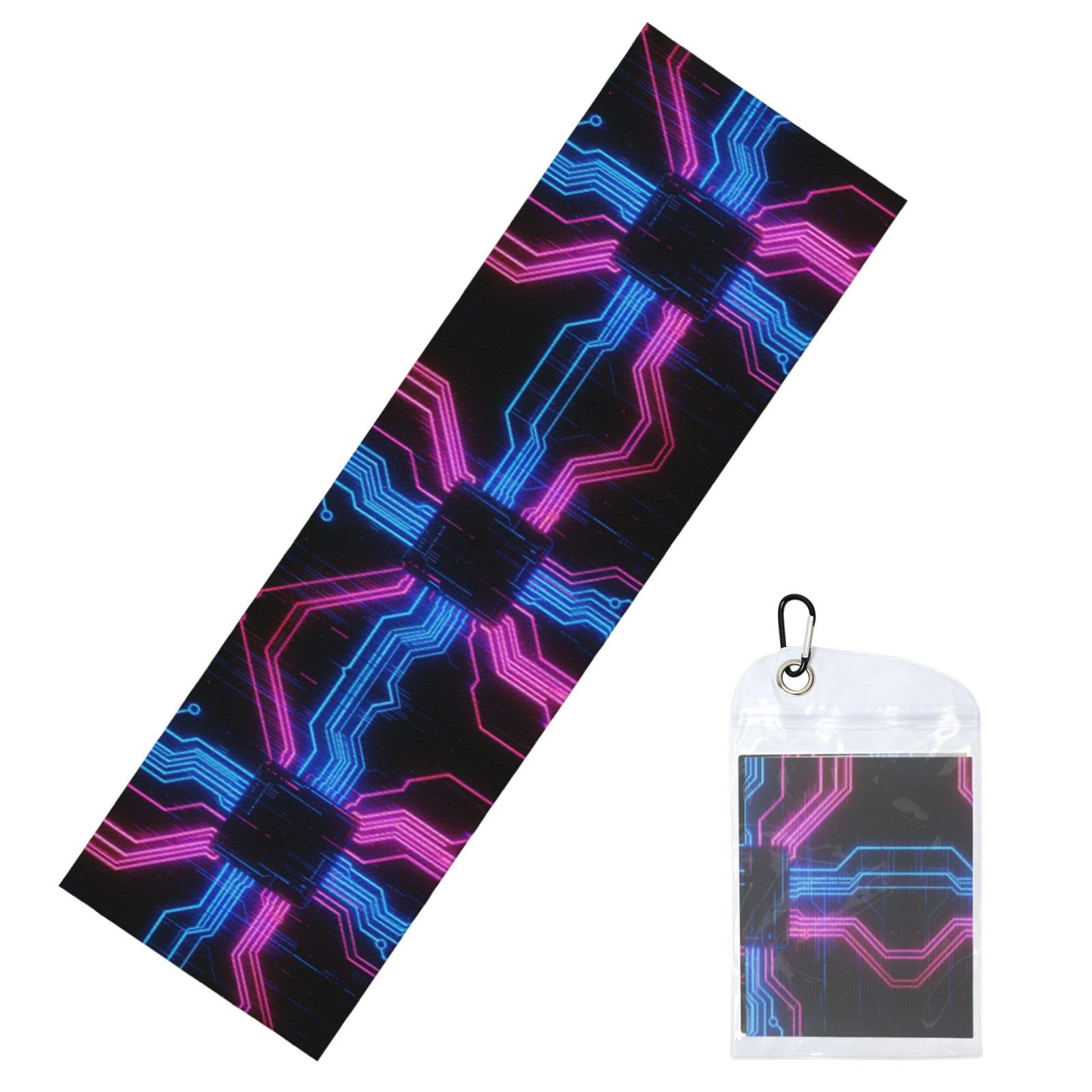 DUYIOKH Neon Circuit Board Print Cooling Towel, Portable Towel for Gym Workout Golf Beach World Cup Sports Hot Weather