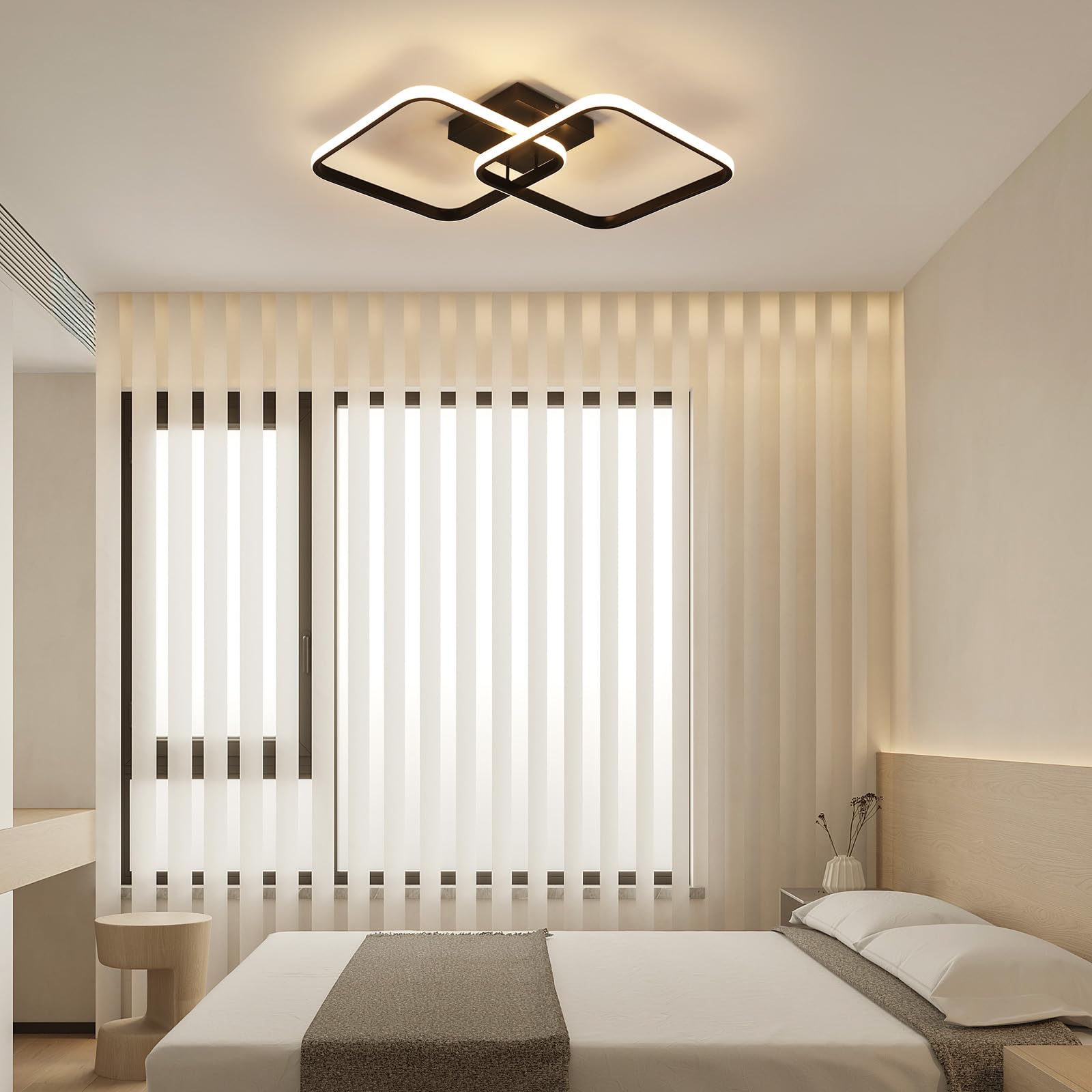 Osairous Lámpara de Techo Regulable, 50W Plafon LED Techo Salon Moderno 5625LM, Luz de Techo Cuadrado con Mando 3000K-6500K para Dormitorio Cocina Comedor Pasillo, 64CM