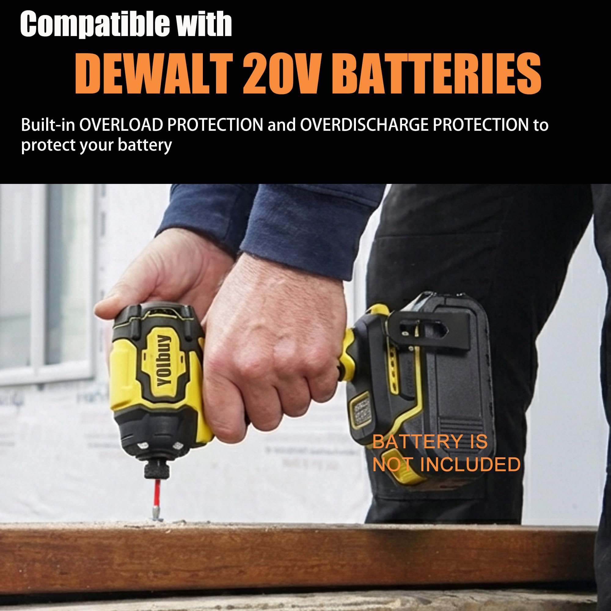 YOIbuy PRO Avvitatore a percussione senza fili, coppia di torsione 230 Nm, adatto per batterie principali da 20 V, impostazioni a 4 velocità, solo strumento di illuminazione a 4 LED in modalità