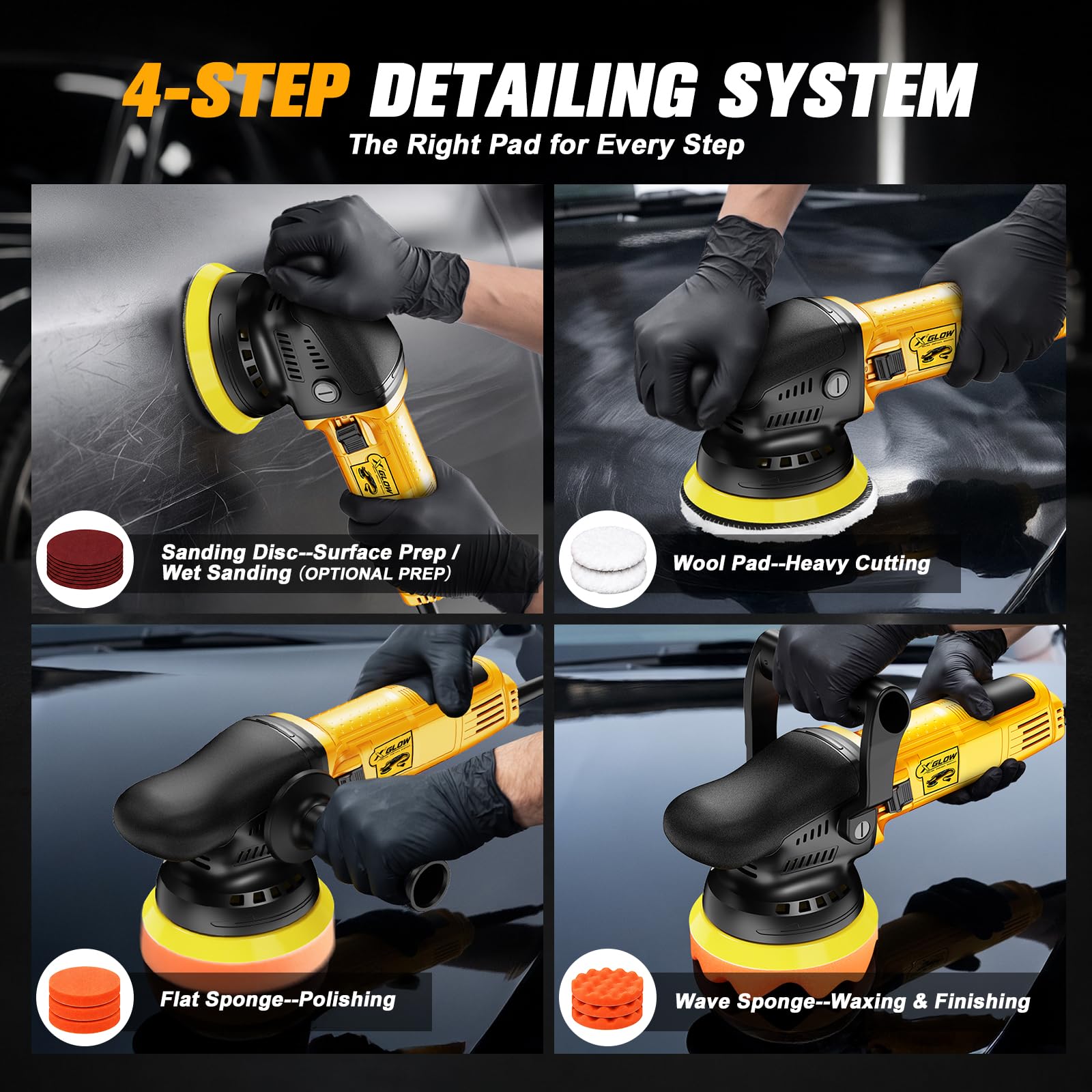 X'GLOW Car Polisher - 5" Random Orbital Buffer -5