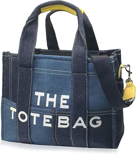Denim Tote Bag The Tote Bag for Women Patchwork Design Tote Bag Womens Tote Handbag with Zipper Travel Tote Bag with Strap