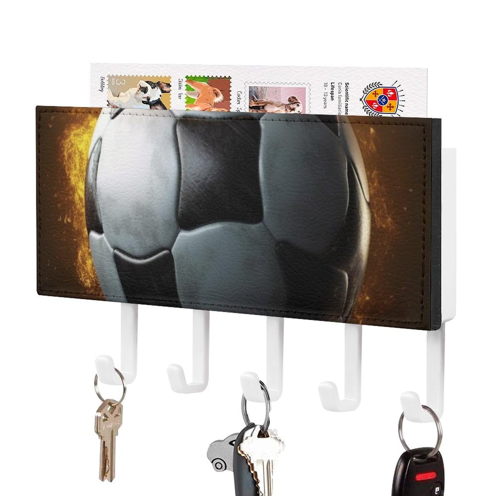 Soporte para llaves de fútbol de pared moderno con ganchos para hogar