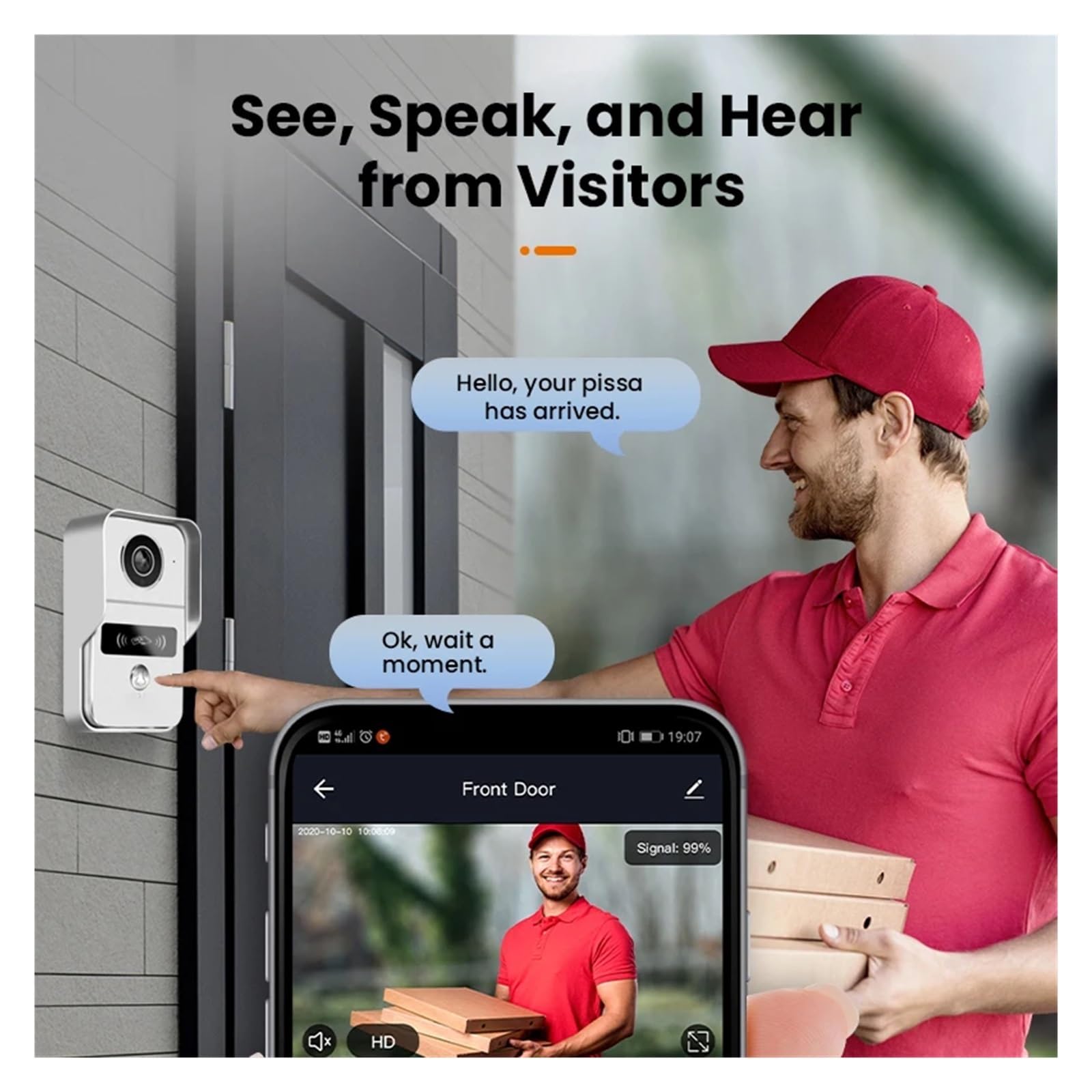 Portero automático. Timbre de Video inalámbrico 1080P, intercomunicador con cámara WiFi, Cerradura electrónica, desbloqueo Remoto Desde el módulo Videoportero