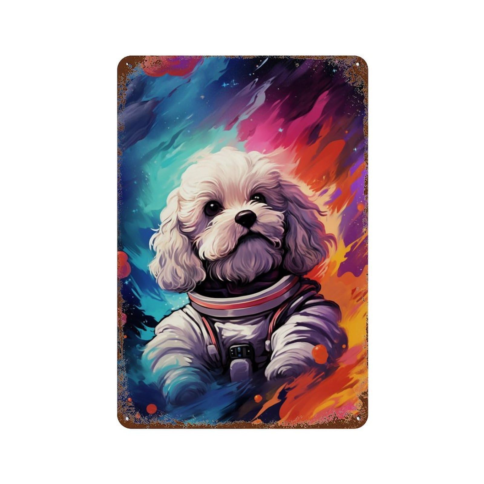 Space Pup Adventure -50 Decorative Tin Sign 11.8"x7.9", for Farmhouse, Kitchen And Entryway Decor, Vintage Wall Decor