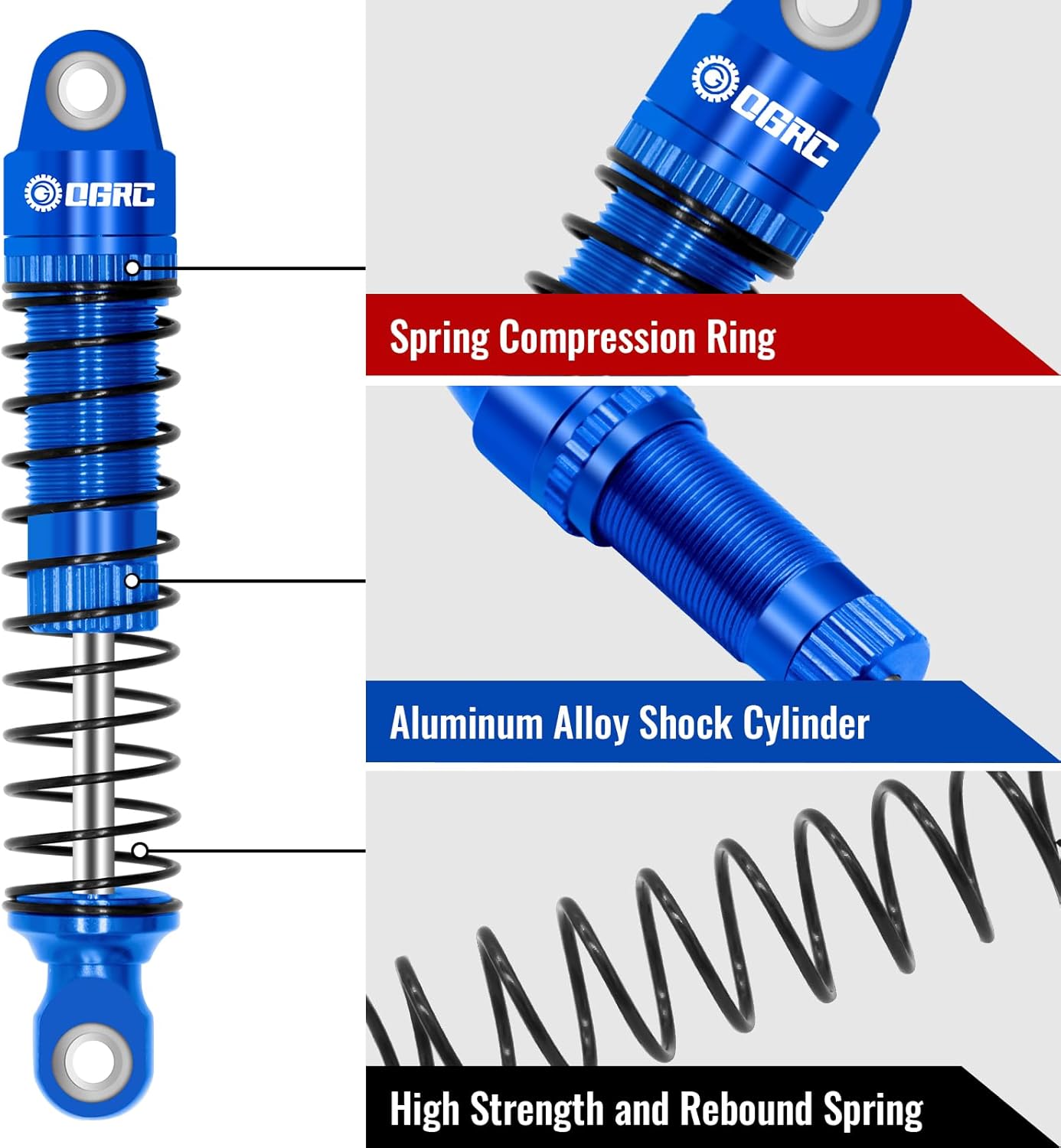 OGRC 59mm Shocks Absorber Oil Threaded Damper Threaded Shock Absorber for TRX4M 1/18 RC Crawler Upgrade Parts (Blue)