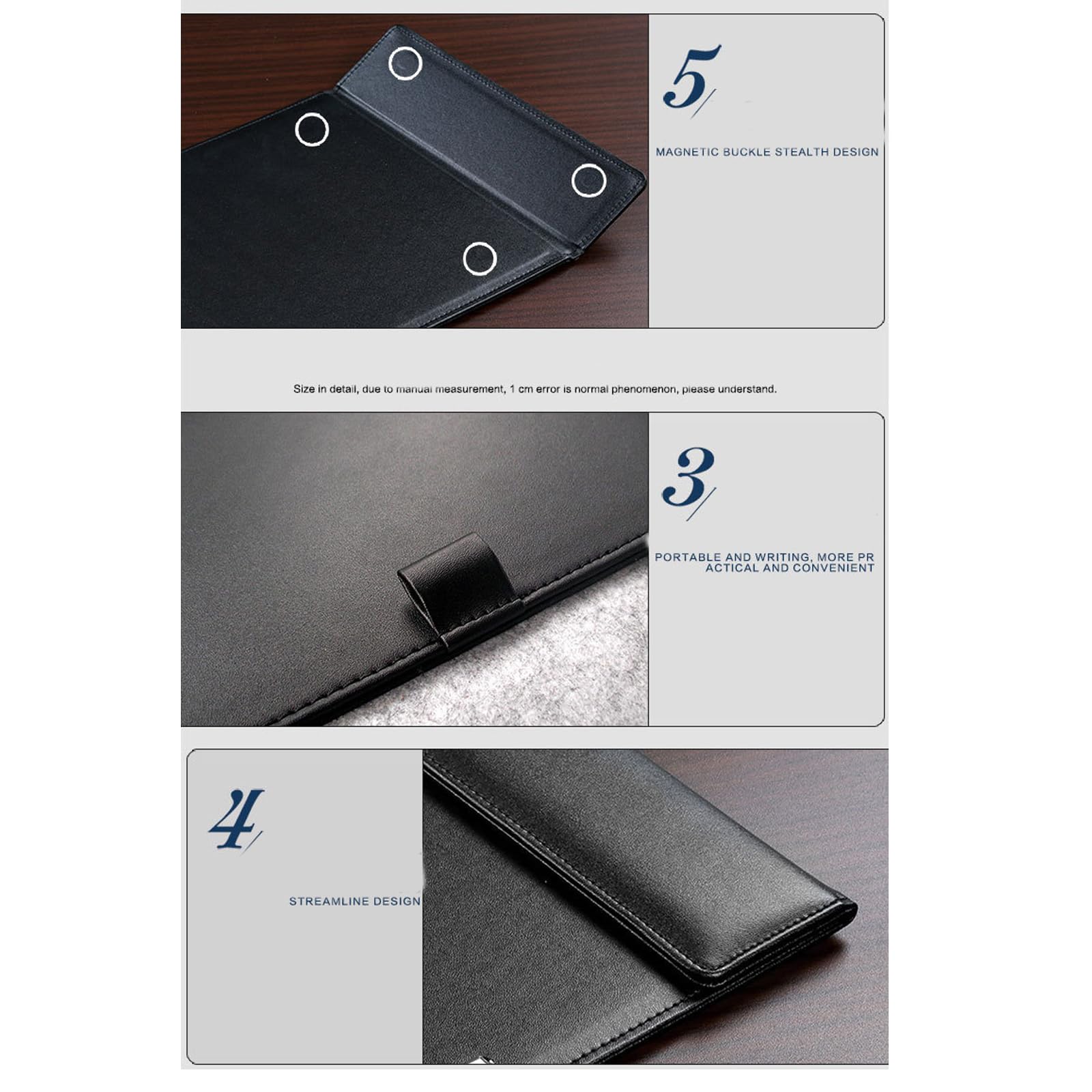 Tablero de firma de recepción con soporte para bolígrafo, color negro
