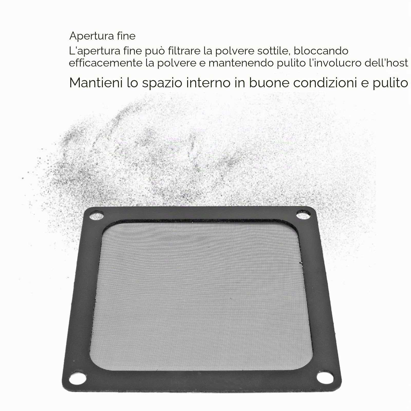 Filtro Antipolvere per Ventola PC, 5 Pezzi 80x80 mm Griglia Copertura con Telaio Magnetico, Nero