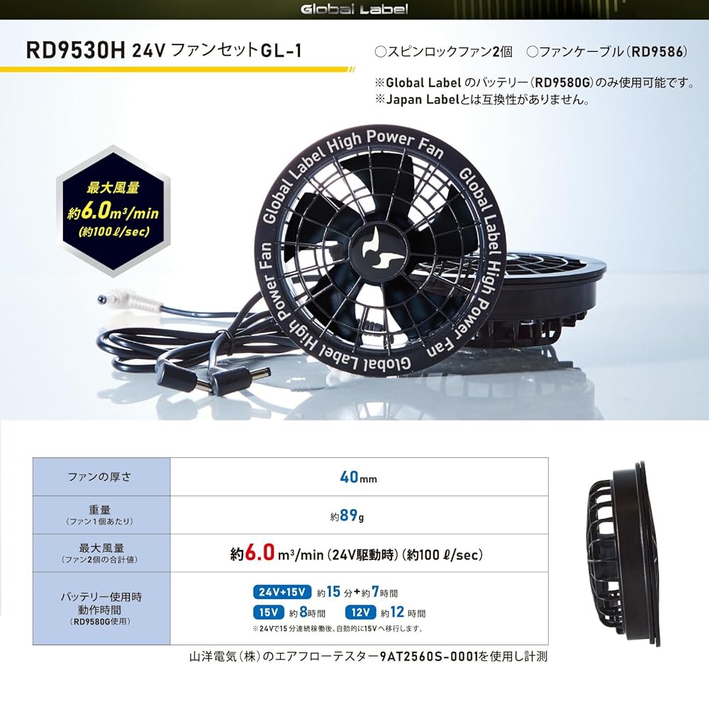 サンエス　空調風神　24Vハイパワーファンセット RD9530H/RD9580G Amazon.co.jp: 空調風神服 24V デバイスセット RD9580G RD9530H