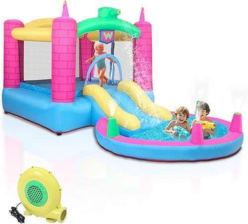 Ktaxon Casa inflable de rebote con soplador de aire de 350 W, castillo para niños saltando al aire libre para patio trasero, parque, jardín de