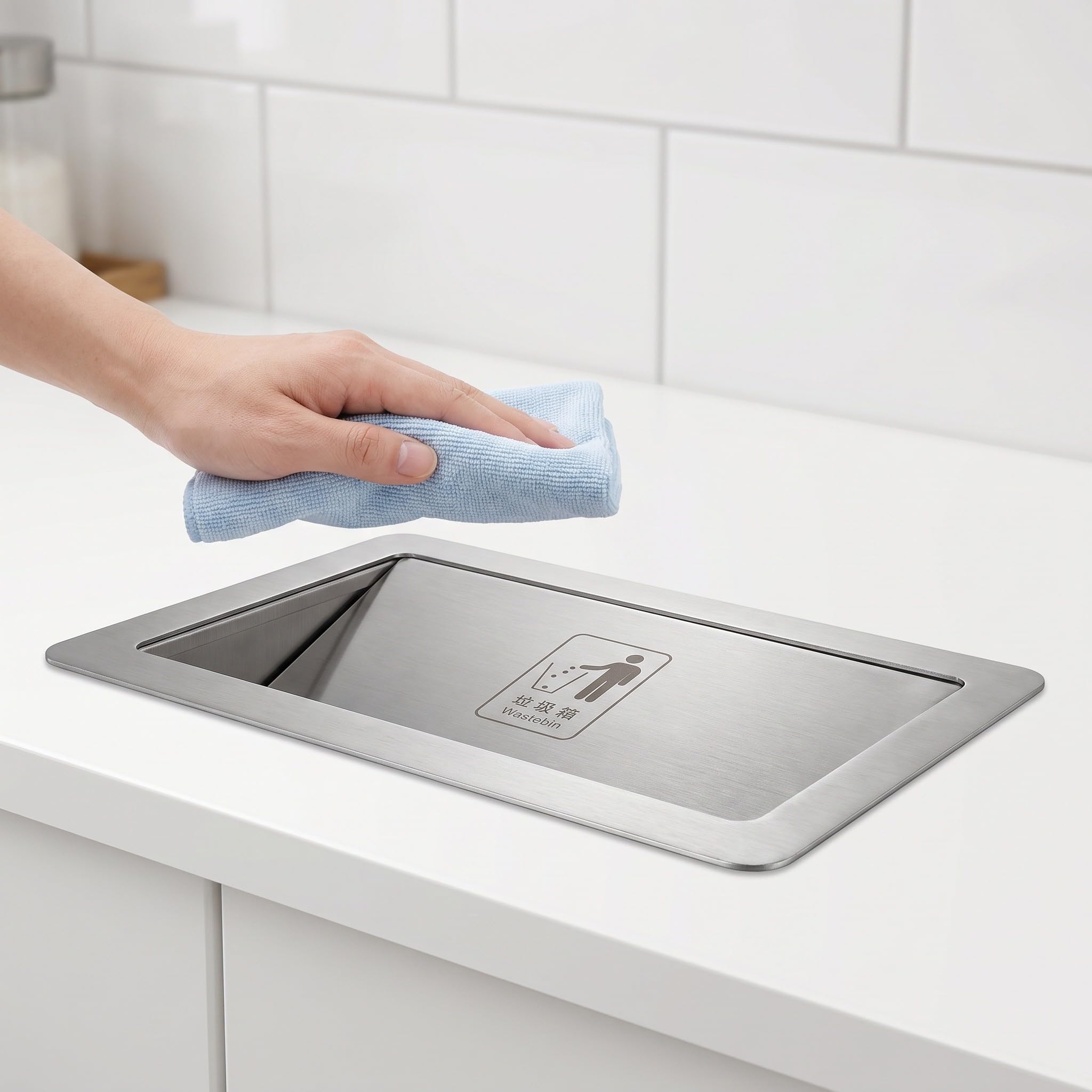Uonlytech Couvercle de Chute à Déchets en Acier Inoxydable