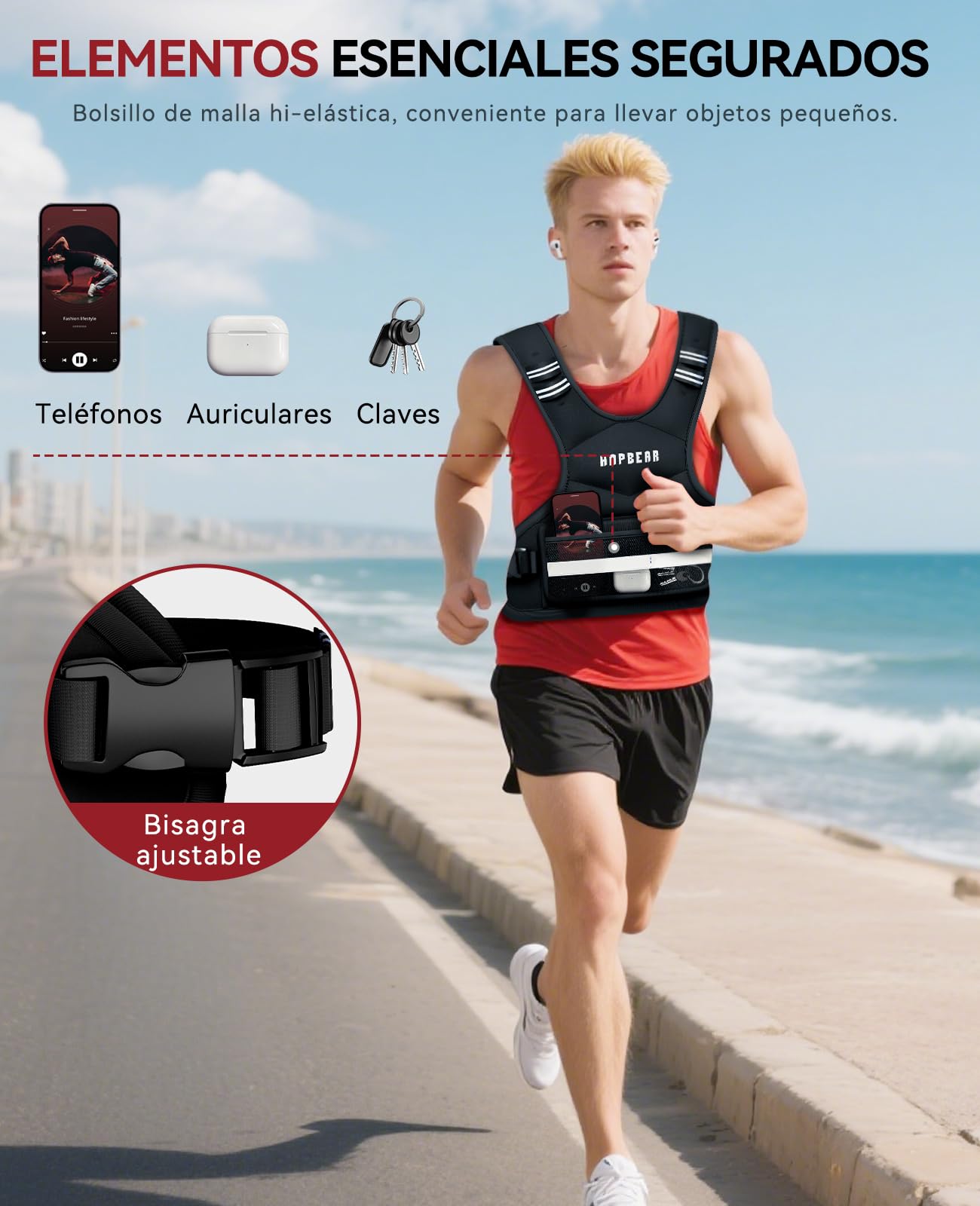 HAPBEAR Chaleco Lastrado -Ajustable de 1.8-4.5 kg, Chalecos con Peso Corporal para Entrenamientos en casa, Correr y Entrenamiento de Fuerza