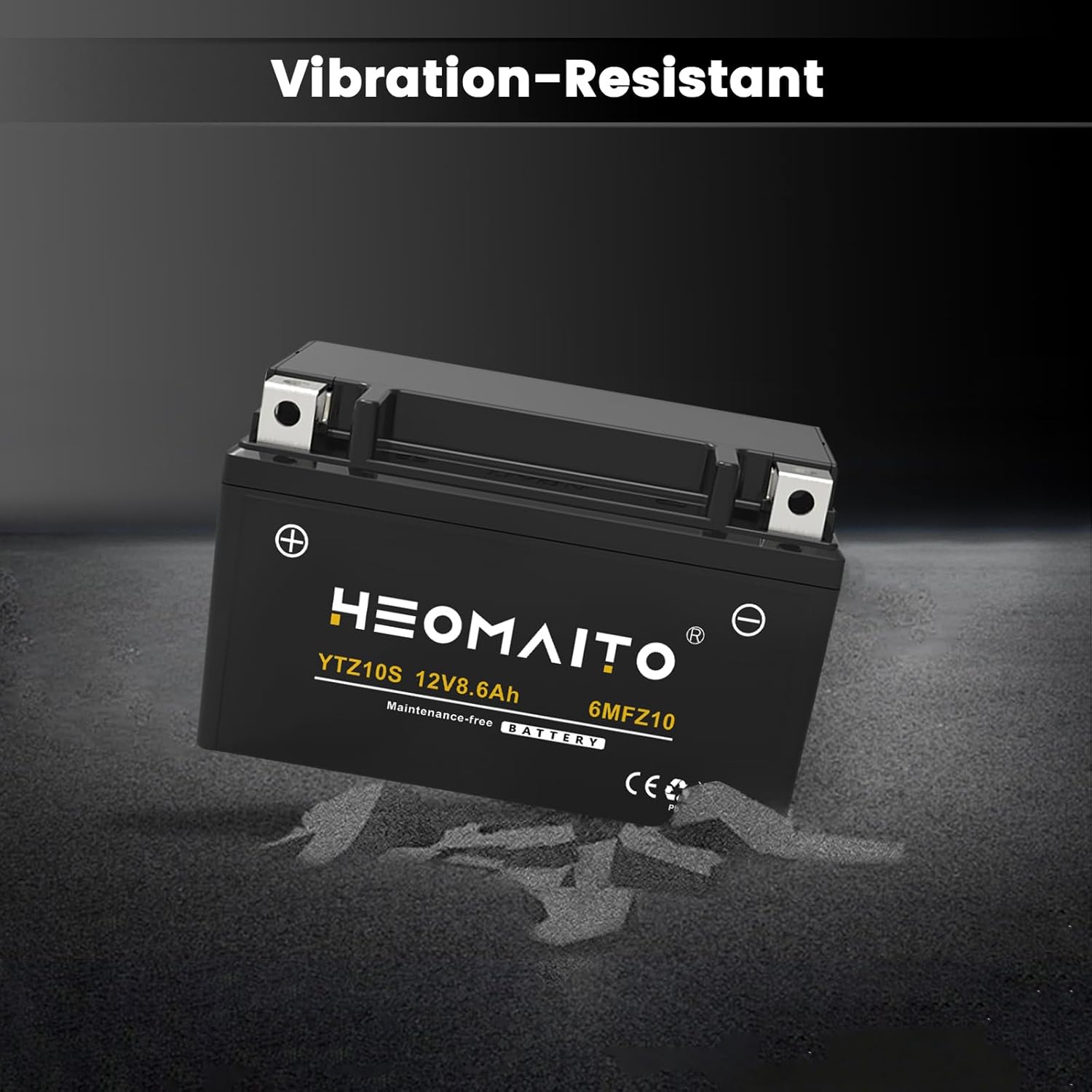 Lead-Acid Battery YTZ10S-BS, 12V 8.6Ah, 10HR, 310 CCA, 6MFZ10-C Maintenance-Free Power, for AGM Motorcycle Battery, Motorcycles 250–500 CC, ATVs 200–500 CC
