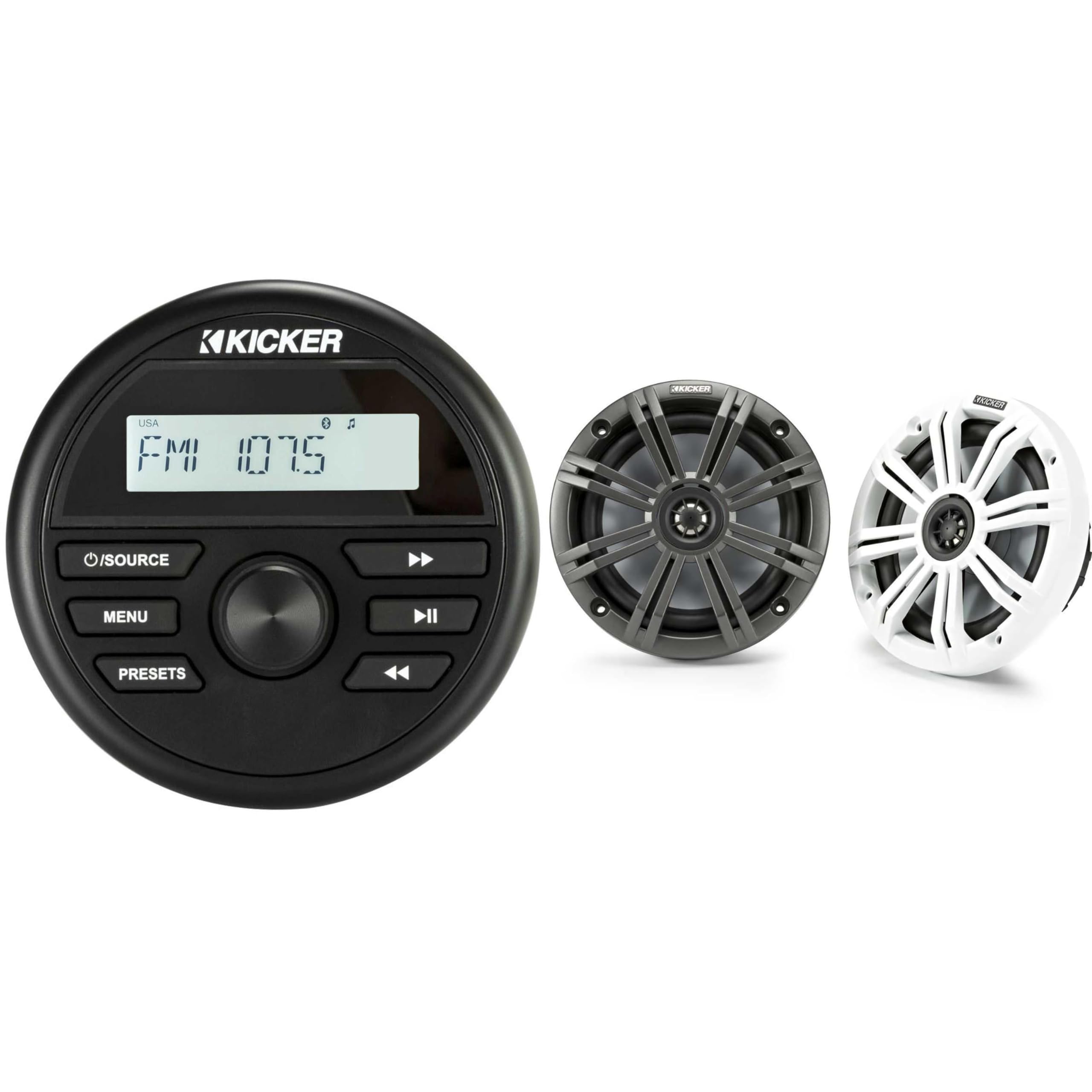 Kicker KMC2 Gauge Mount Marine Grade Receiver & 45KM654 6.5
