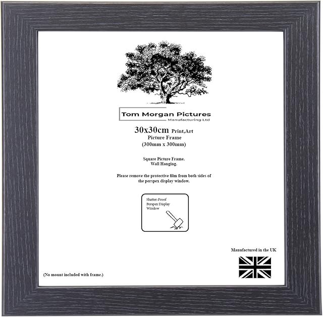 30x30cm Black Madrid Picture-Poster Frame - Modern and Sleek Design - Home/Office Decor -Wall hanging
