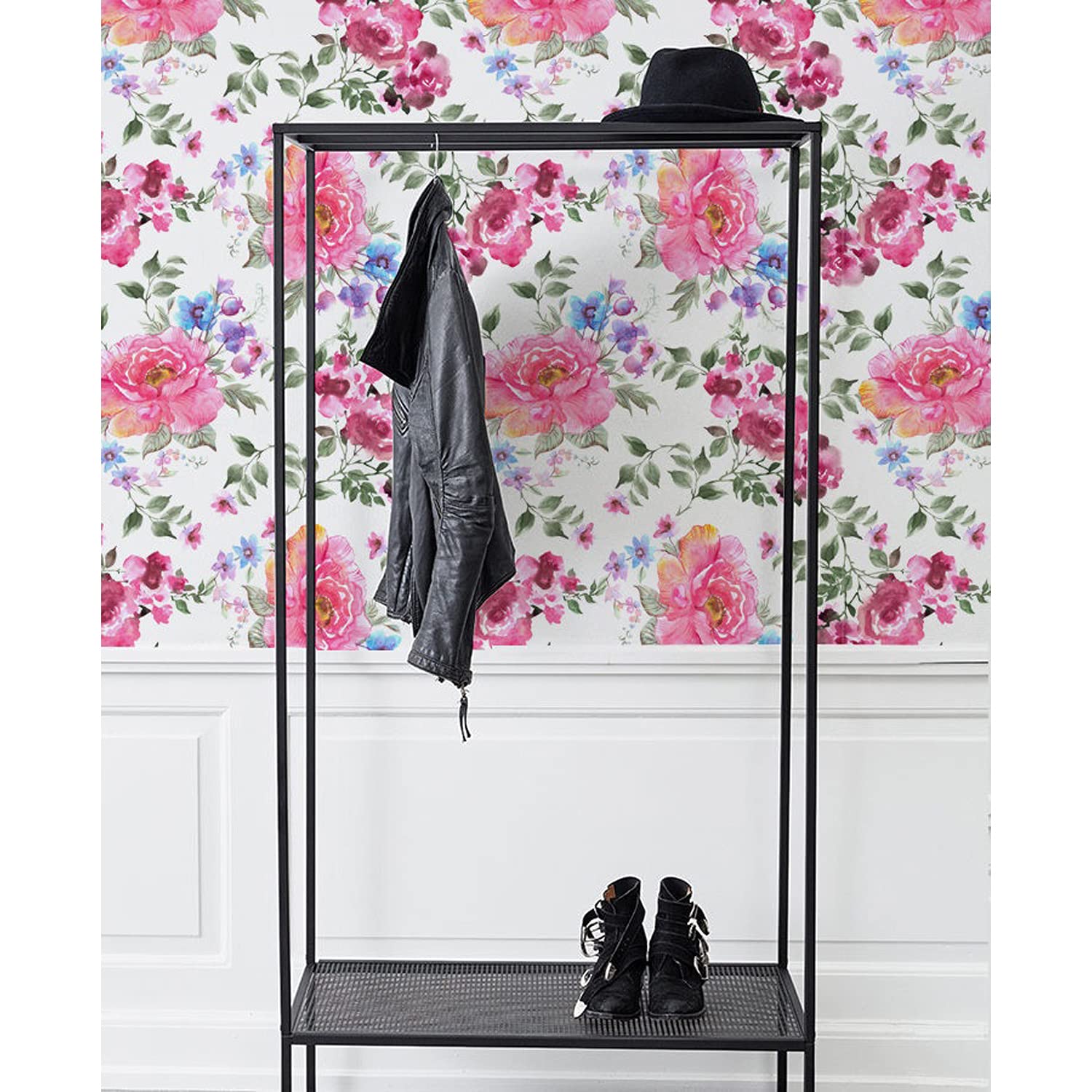 Papier peint latex haut de gamme 104x70cm Coloray style Roses vintage pour salon raffiné