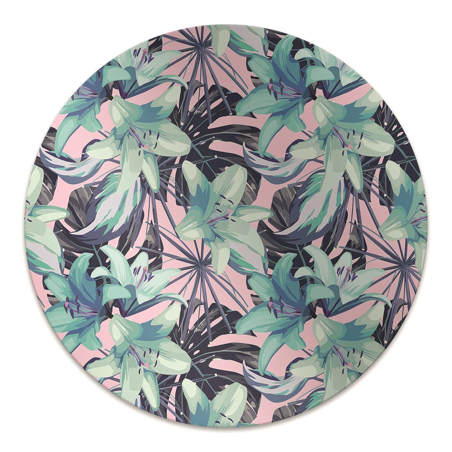 Tapis de chaise antidérapant et imperméable en PVC motif fleurs