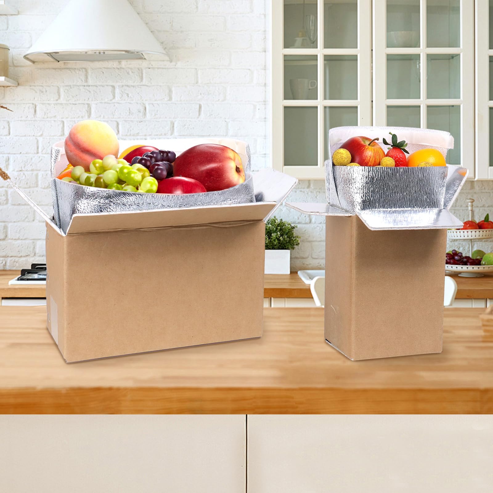 Isolierter Versandkarton mit Aluminiumfolien-Auskleidung, 4 Stück, Kaltversandkartons mit Aluminiumfolien-Isoliertasche, 27,9 x 15,2 x 17,8 cm, isolierte Boxen für kalten Versand, Tiefkühlkost