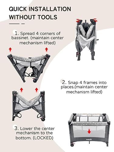 Miniatura 5 de Moisés de noche para bebé, cuna portátil con mosquitera, colchón, cambiador de pañales, corralito para recién nacidos a niños pequeños, empacar y