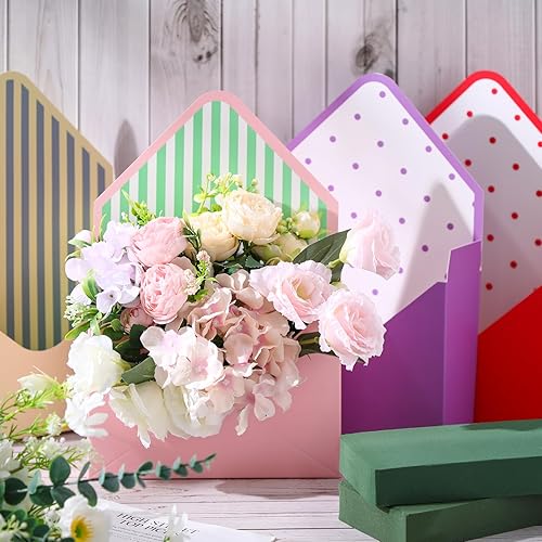Miniatura 3 de TaoBary 16 cajas de sobres para ramo de floristería del día de la madre con bloques de espuma floral, cajas de regalo de papel, embalaje de flores,