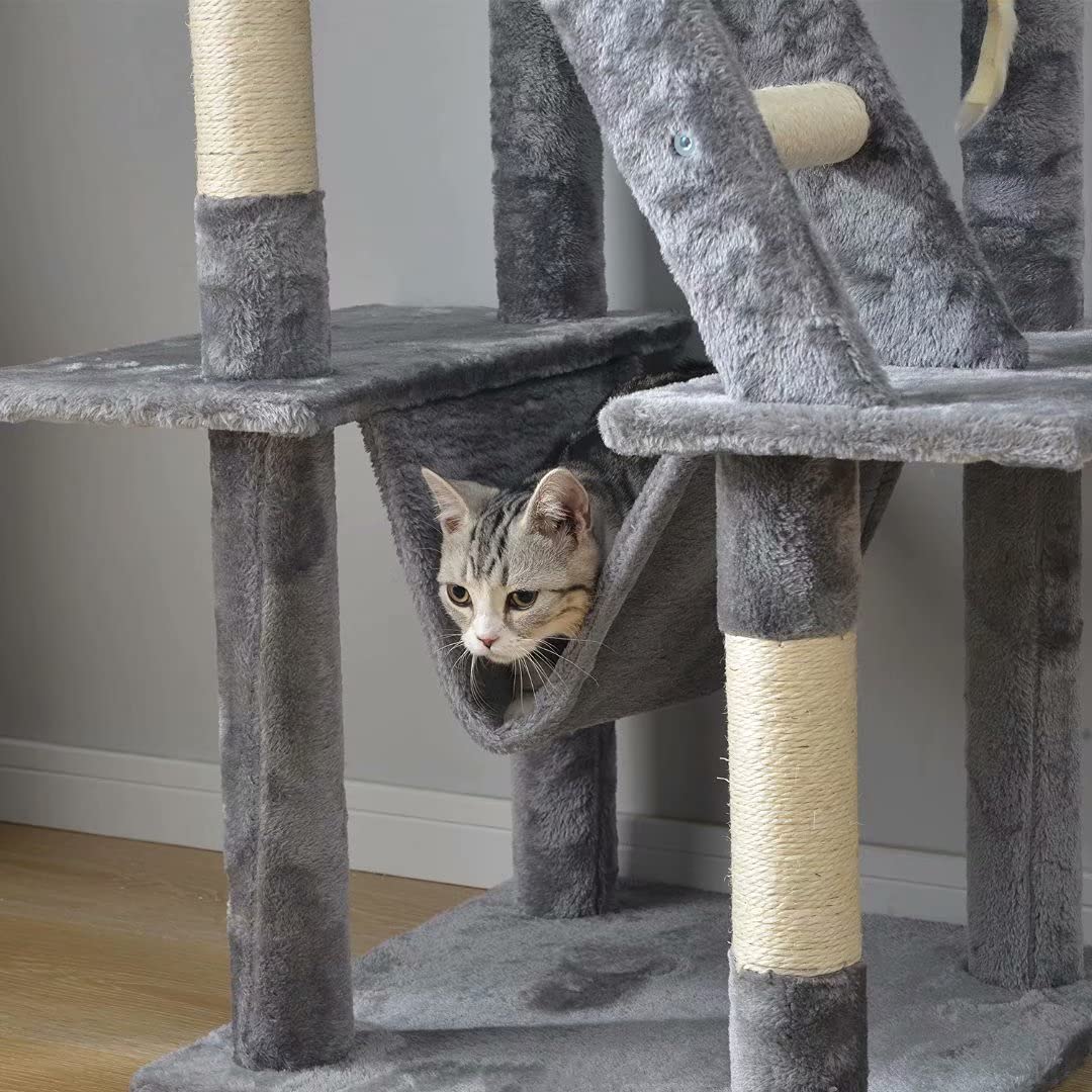 キャットタワー 猫タワー 高さ155cm 大型　置き型 Amazon | Joint Go キャットタワー 155cm大型猫タワー 据え置き 麻紐