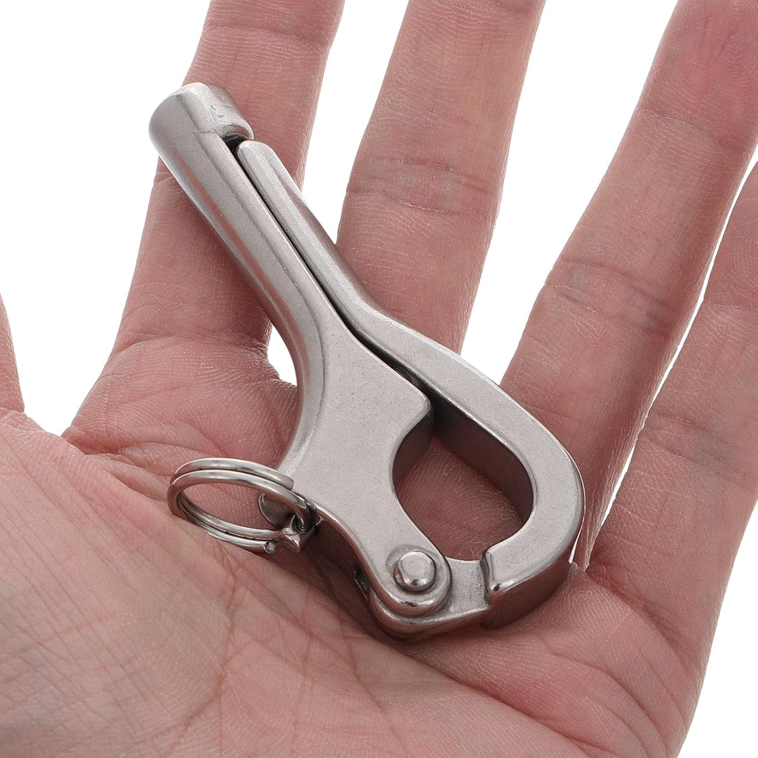 FRCOLOR 316 Stainless Steel Quick Release Shackle Lifeboat Safety Hook Marine Grade Self-Locking Snap Hook Sailing Rigging Hardware for Emergency Use