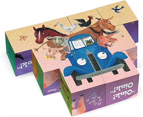 Vista 7 de YOTTOY Colección contemporáneapequeño camión azul apilable, 6 rompecabezas en 1 (9 piezas), juguetes interactivos de aprendizaje de la primera