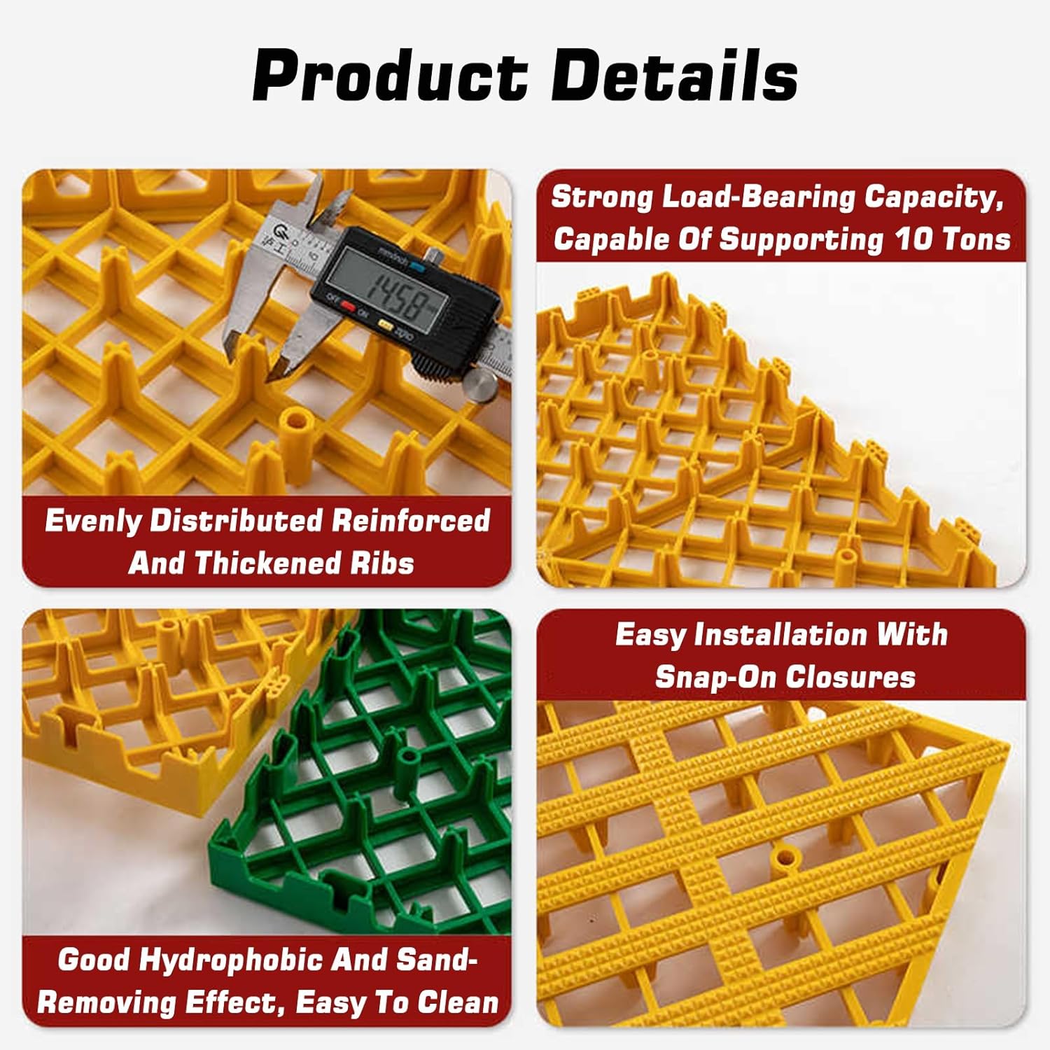 Modular Interlocking Floor Tiles - 4 Pack Splicing Drainage Mats for Car Wash, Bathroom, Garage & Deck - Durable & Easy to Clean (15.75"x31.5"x1.97", Green)