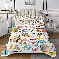 Vista 3 de Colcha de camping en la playa, tamaño King para mujeres adultas, juego de edredón con temática de verano para surf, caravana, cámper, automóvil