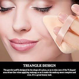Maitys 12 Pcs Powder Puff Triangle for Face Makeup Cosmetic Loose Powder Puff Velour Soft Body Washable Reusable Foundation Sponge Wet Dry Makeup Tool for Women(Large, Small,Black, Nude Color)