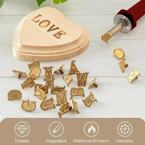 Miniatura 4 de Juego de quemadotallado de madera, juego de quemado de maderacuero, molde de cobre de 26 letras, manualidades de madera, tallado en relieve, kit de