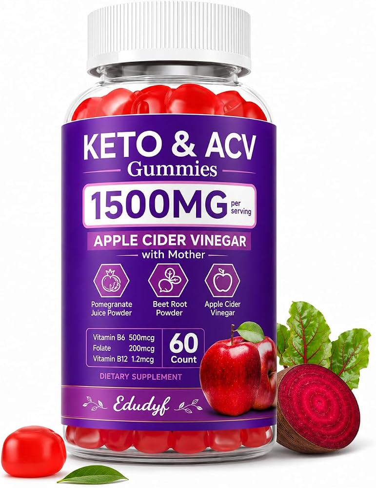 Keto Apple Cider Vinegar Gummies with Mother 1500mg, 60 Count — 사진 1