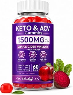 Keto Apple Cider Vinegar Gummies with Mother 1500mg, 60 Count