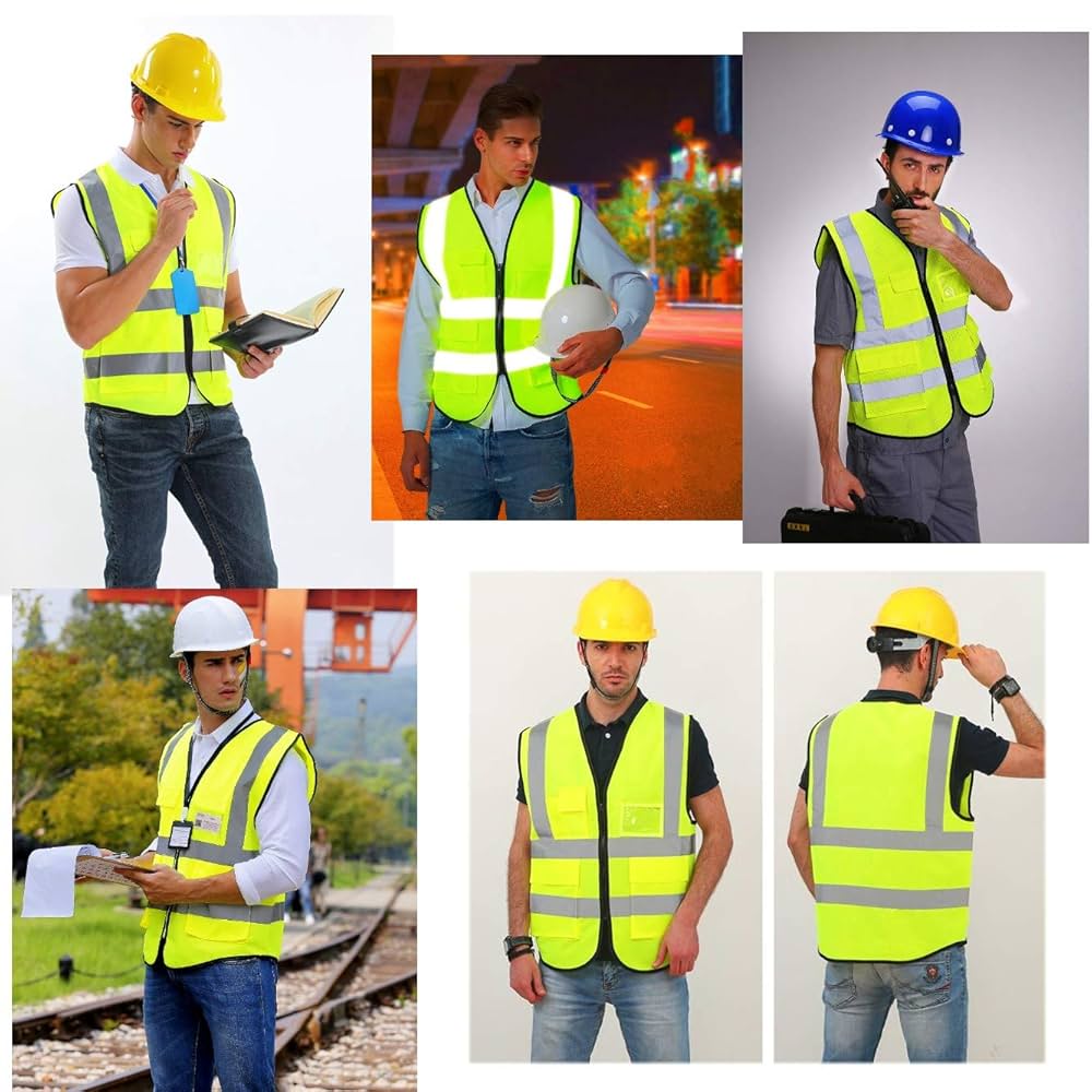 Gilet Antinfortunistico Arancione XL Ad Alta Visibilità - Rete Poliestere Con Tasche E Cerniera - Foto 8