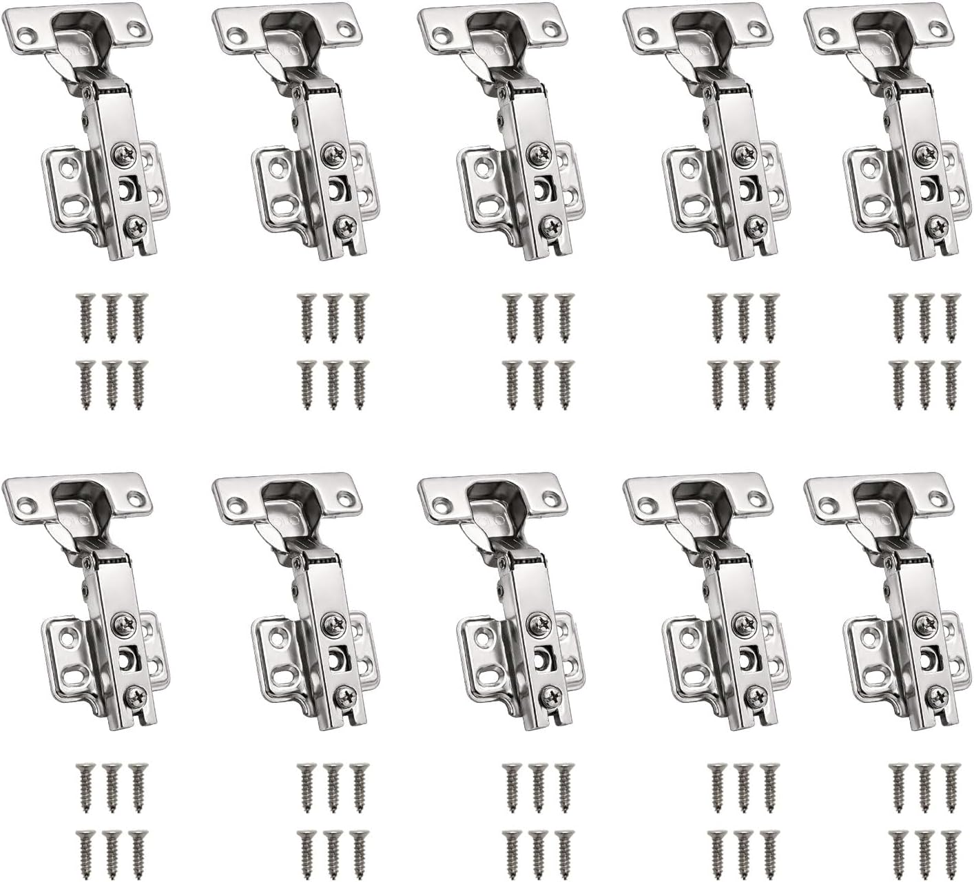 European Style Steel Auto Concealed Cabinet Hinges (Pack of 5 Sets) (0 Crank- Full Overlay)