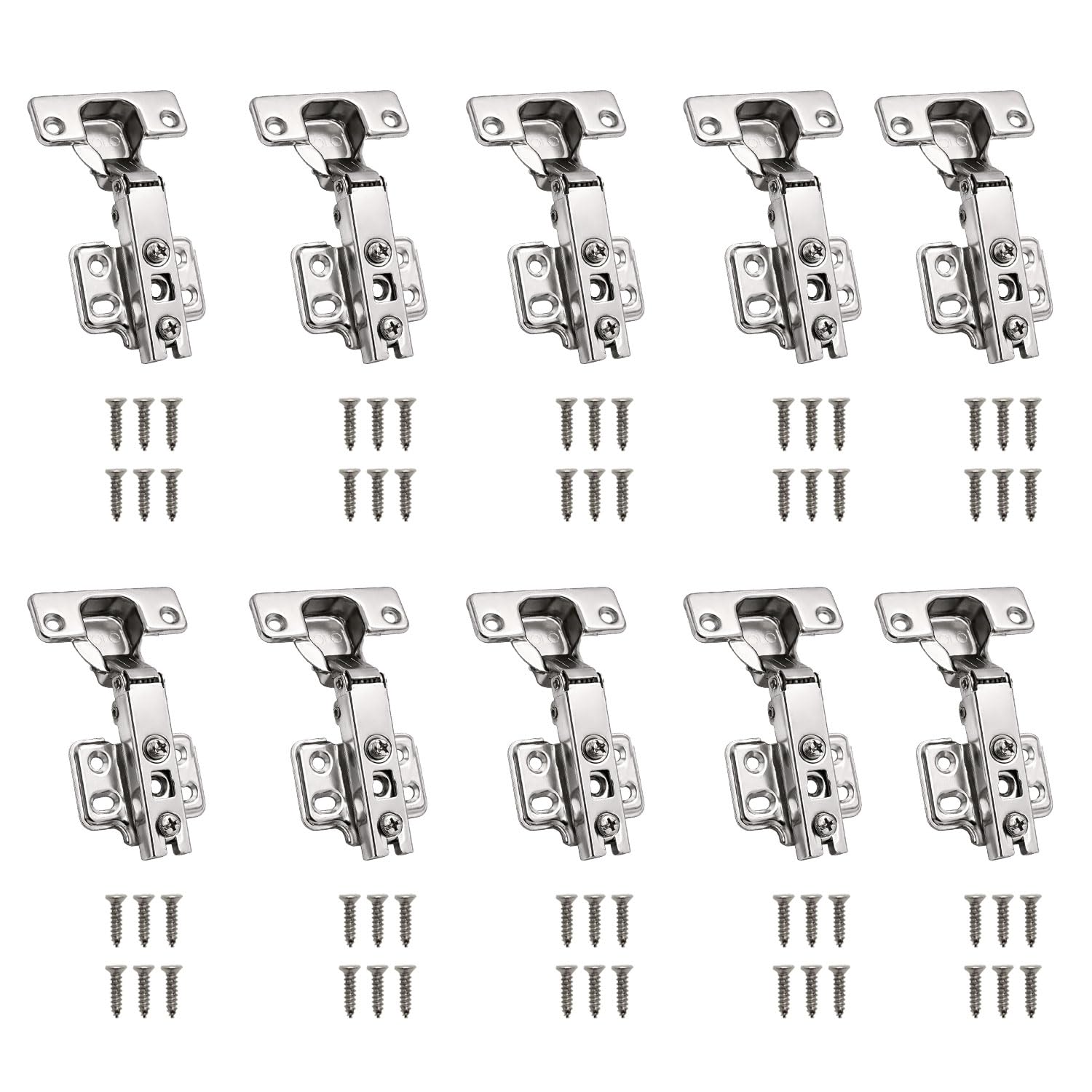 Volo European Style Steel Auto Concealed Cabinet Hinges (Pack of 5 Sets) (0 Crank- Full Overlay)