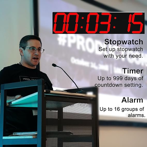CHKOSDA Digital Wall Clock, Oversize Led Digital Clock with Auto Dimmer, Huge Countdown Timer with Remote Control, 27