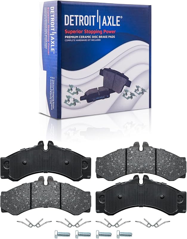 Pastilhas de freio dianteiras cerâmicas Detroit Axle P-949 para Sprinter 2500 e 3500 – 2 unidades com ferragens