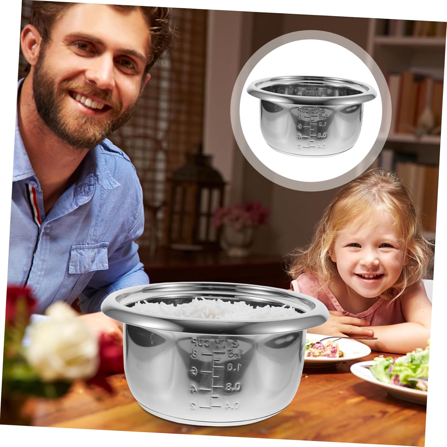 Hemoton Rice Cooker Inner Pot Non Stick Stainless Steel Rice Cooker Liner Cooking Container Insert Maker Accessories for Maker Cooker