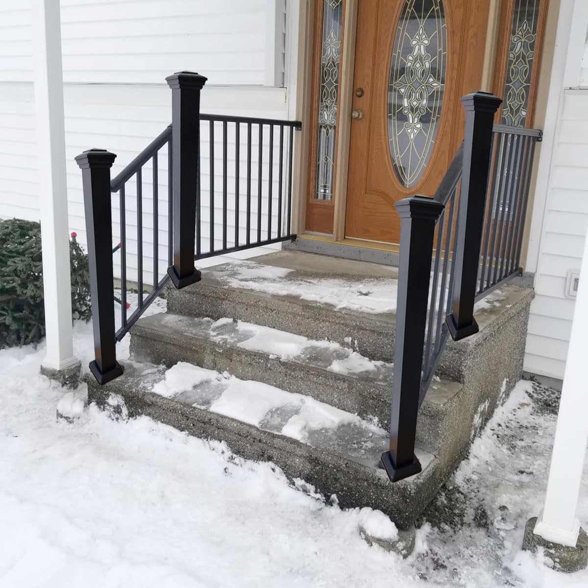 Aluminum Post Kit, Porch and Deck Railings, Railing Post, Textured Black Aluminum Line Post Kit, Made with Durable Black Textured Powder-Coat Finish(3.15 in. x 3.15 in. x 39.5 in.)