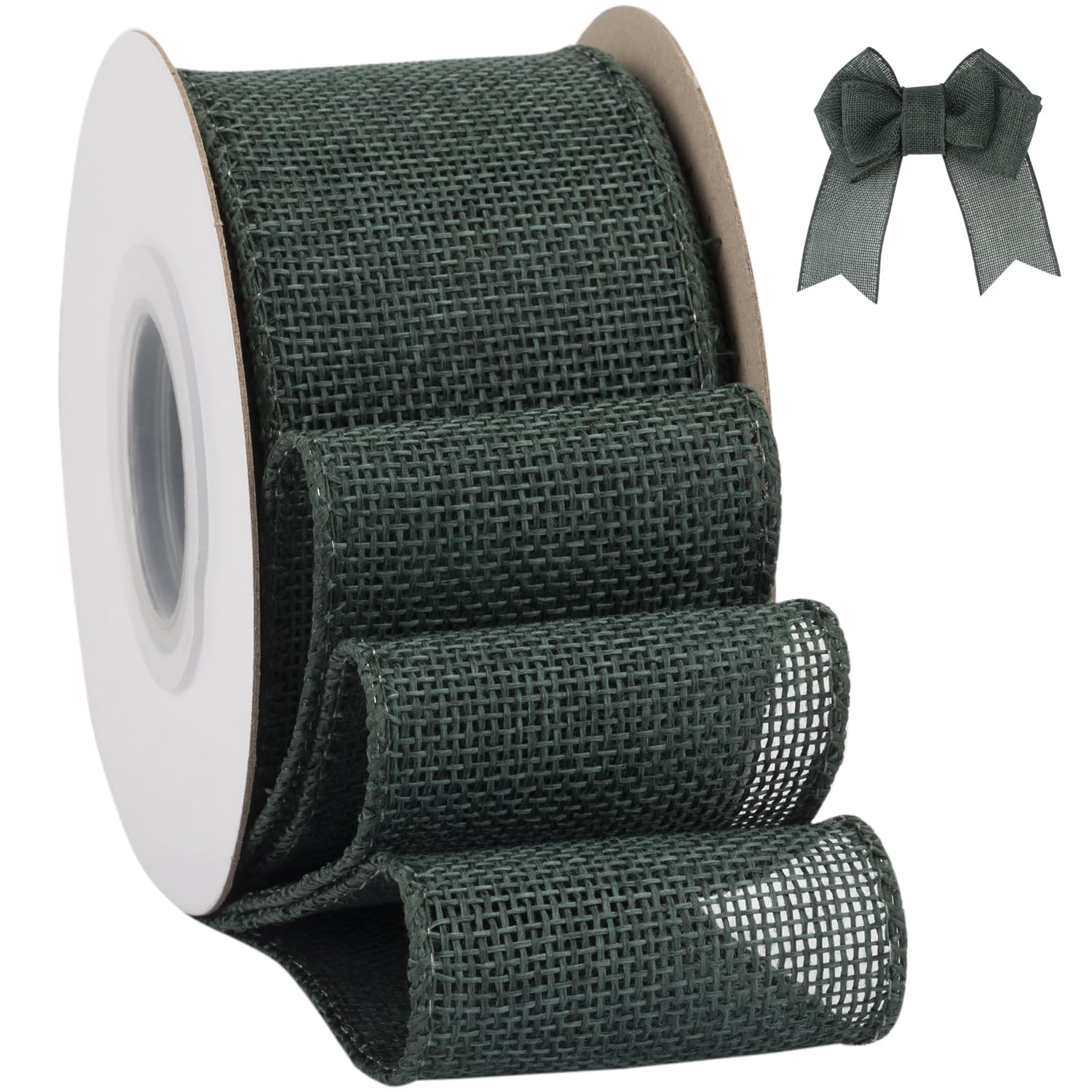 Tekdeere Burlap Ribbon 50mm x 9 Meters, Spruce Wired Ribbon for Crafts, Gift Wrapping, Wreaths, Bows, Tree Decoration and Outdoor Decoration