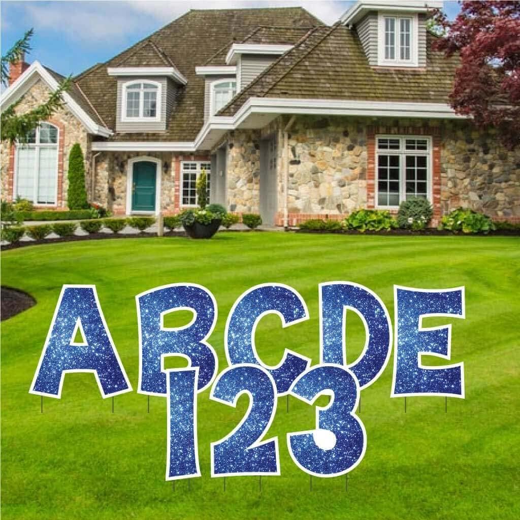 VictoryStore Yard Letters: Cut-Out Alphabet and Number Yard Decoration, KG The Last Time 18 inch High, 36pcs (Blue Sparkle 18722)
