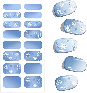 Ongles Autocollants Adhesif Gel UV Noel Flocon de Neige Vernis Nail Stickers Auto-adhésifs Semi Durci Designs Paillettes Manucure Deco Patch Durcissant Strips pour Femmes Filles