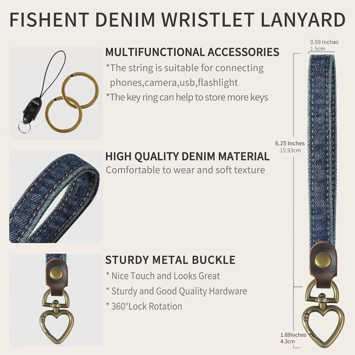 Lanyard Porte-clés Voiture – Bracelet Tissu Et Alliage Zinc, Style Moderne Et Léger