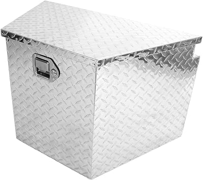confote 29 Inch Heavy Duty Aluminum Diamond Stripes Plated Tool Box Trailer Toolbox for Pick Up Truck Bed RV Waterproof Storage Organizer with Lock and Keys-Silver