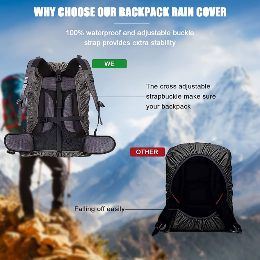 Copri Zaino Impermeabile LHKK - Leggero E Pieghevole Per Trekking - Taglie 20-100L - Arancione - Foto 5