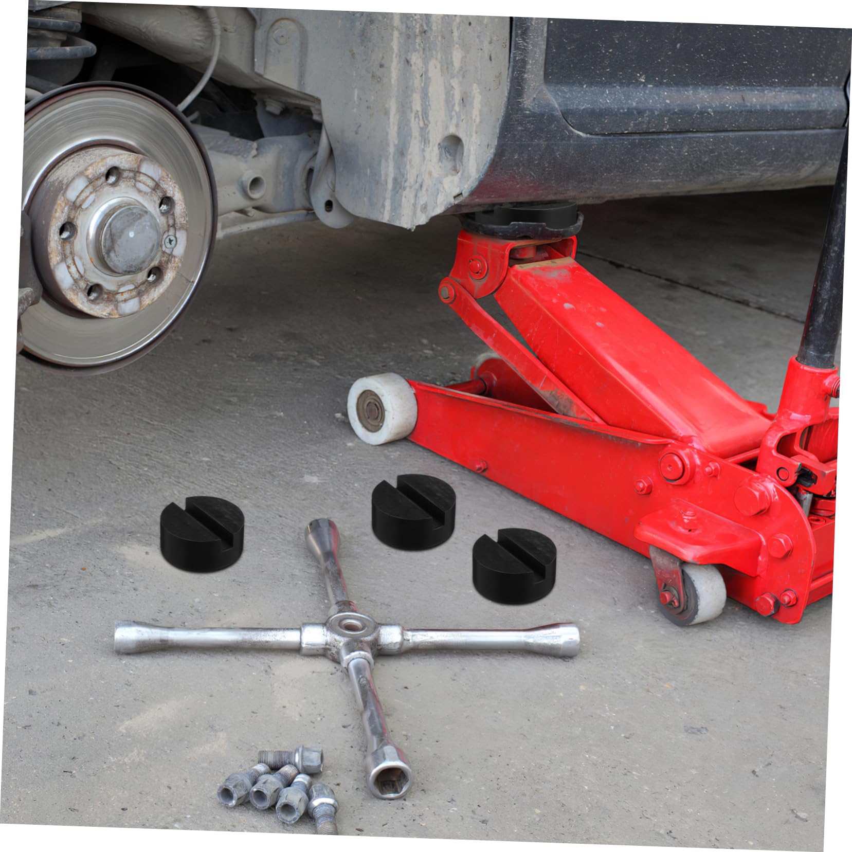 Cabilock 3 Set Blocco Di Gomma Gomme Cavalletto Veicolo Martinetto Per Auto Sollevatore Pastiglie Jack Pad Martinetti Per Jack Da Pavimento Accessori Gomma Da Cancellare Nero 4 Pezzi * 3