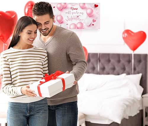 Miniatura 168 de Cartel de fondo personalizado para el día de San Valentín, decoración de San Valentín, letrero de vinilo con texto en inglés "Be My Valentine